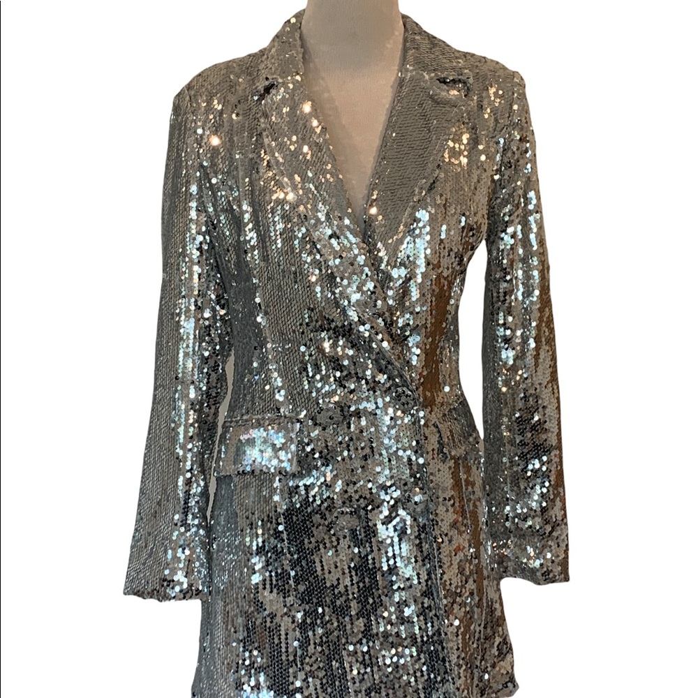 Boohoo Sequin Blazer Dress, Size 2